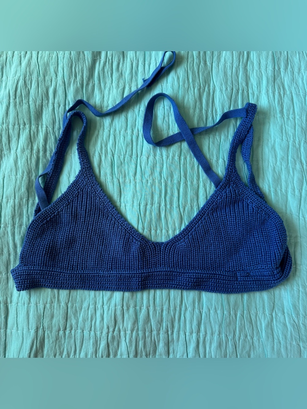 Verge Girl Blue Crochet Crop Top Medium